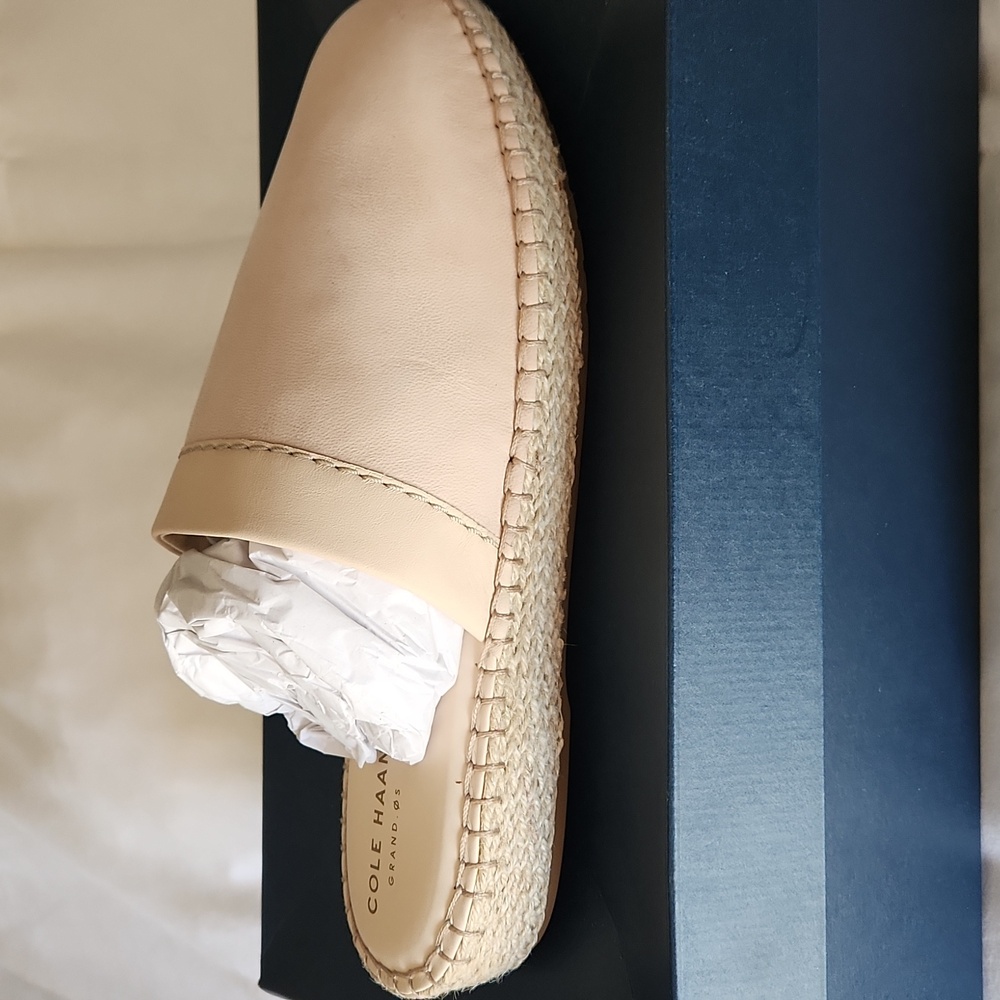 Ladies Cole Haan Tan Leather Espadrille Slides NEW 8.5